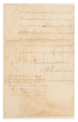 Lot #57 Benjamin Franklin Document Signed (1764) - Approving Funds for the Commissioners for Indian Affairs - Image 3