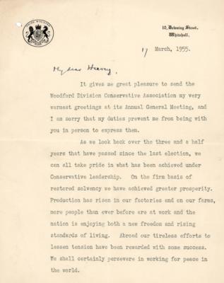 Lot #239 Winston Churchill Typed Letter Signed on Conservative Leadership: 