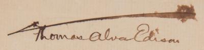 Lot #551 Thomas Edison Document Signed for Light Bulb Patent: 