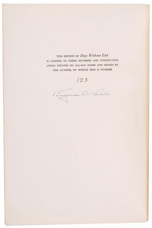 Lot #6197 Eugene O'Neill Signed Book - Days Without End - Image 3