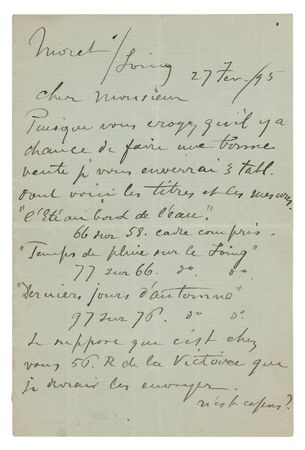 Lot #6032 Alfred Sisley Autograph Letter Signed - Image 1