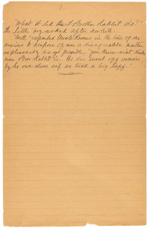 Lot #6099 Joel Chandler Harris Handwritten Manuscript for 'Br'er Wolf Falls a Victim' - Image 8