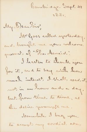 Lot #6192 Henry Wadsworth Longfellow Autograph Letter Signed, Sending Thanks for a Copy of 'The Aeneid' - Image 2
