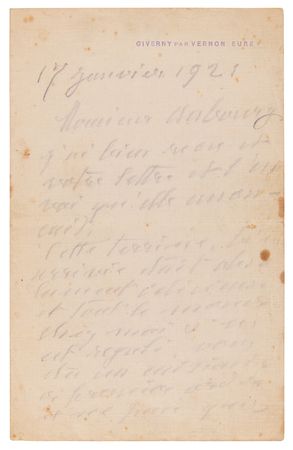 Lot #6022 Claude Monet Autograph Letter Signed - Image 1