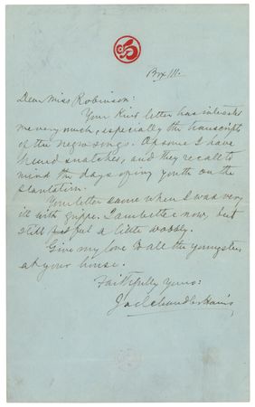 Lot #6177 Joel Chandler Harris Autograph Letter Signed, with thanks for 