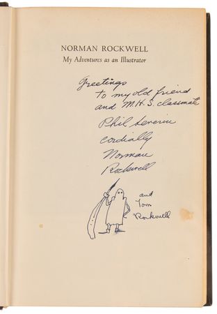Lot #6028 Norman Rockwell Signed Book with Sketch - My Adventures as an Illustrator - Image 4