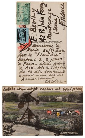 Lot #6003 Alexander Calder Signed Postcard with Mobile Sketch: 