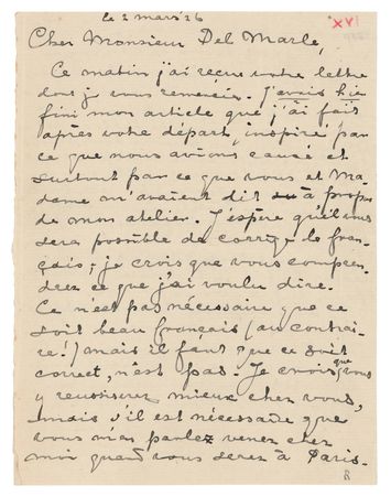 Lot #6019 Piet Mondrian Autograph Letter Signed - Rare Handwritten Letter from the Dutch Painter - Image 1