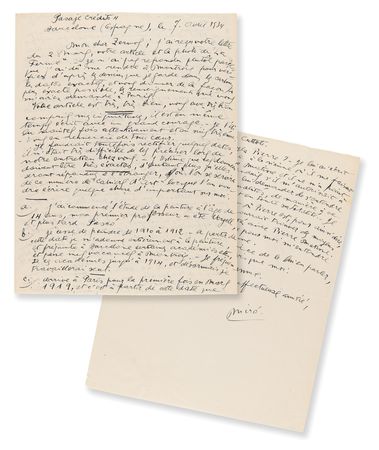 Lot #6018 Joan Miro Early and Lengthy Autograph Letter Signed - Image 2