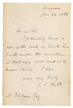 Lot #6196 John Stuart Mill Autograph Letter Signed