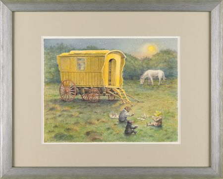 Lot #6013 Kenneth Grahame: 'Wind in the Willows' Watercolor Painting by Peter Barrett - Image 2