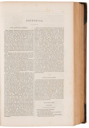 Lot #6129 Edgar Allan Poe: First/Early Appearances of 'A Tale of the Ragged Mountains,' 'Marginalia,' 'Annabel Lee,' and Others - Image 2