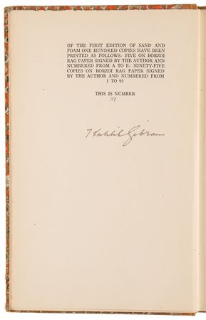 Lot #6096 Kahlil Gibran Signed Ltd. Ed. Book - Sand and Foam - Image 4