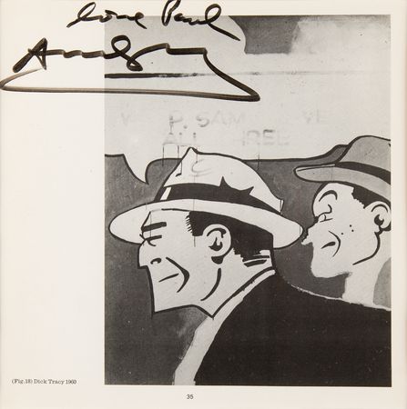 Lot #6040 Andy Warhol Signed Book Page of 'Dick Tracy and Sam Ketchum' - Image 1