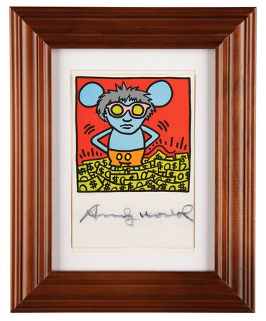 Lot #6041 Andy Warhol Signed Postcard - 'Andy Mouse' by Keith Haring - Image 2