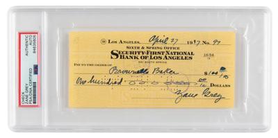 Lot #7241 Zane Grey Signed Check