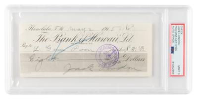 Lot #7244 Jack London Signed Check - PSA MINT 9