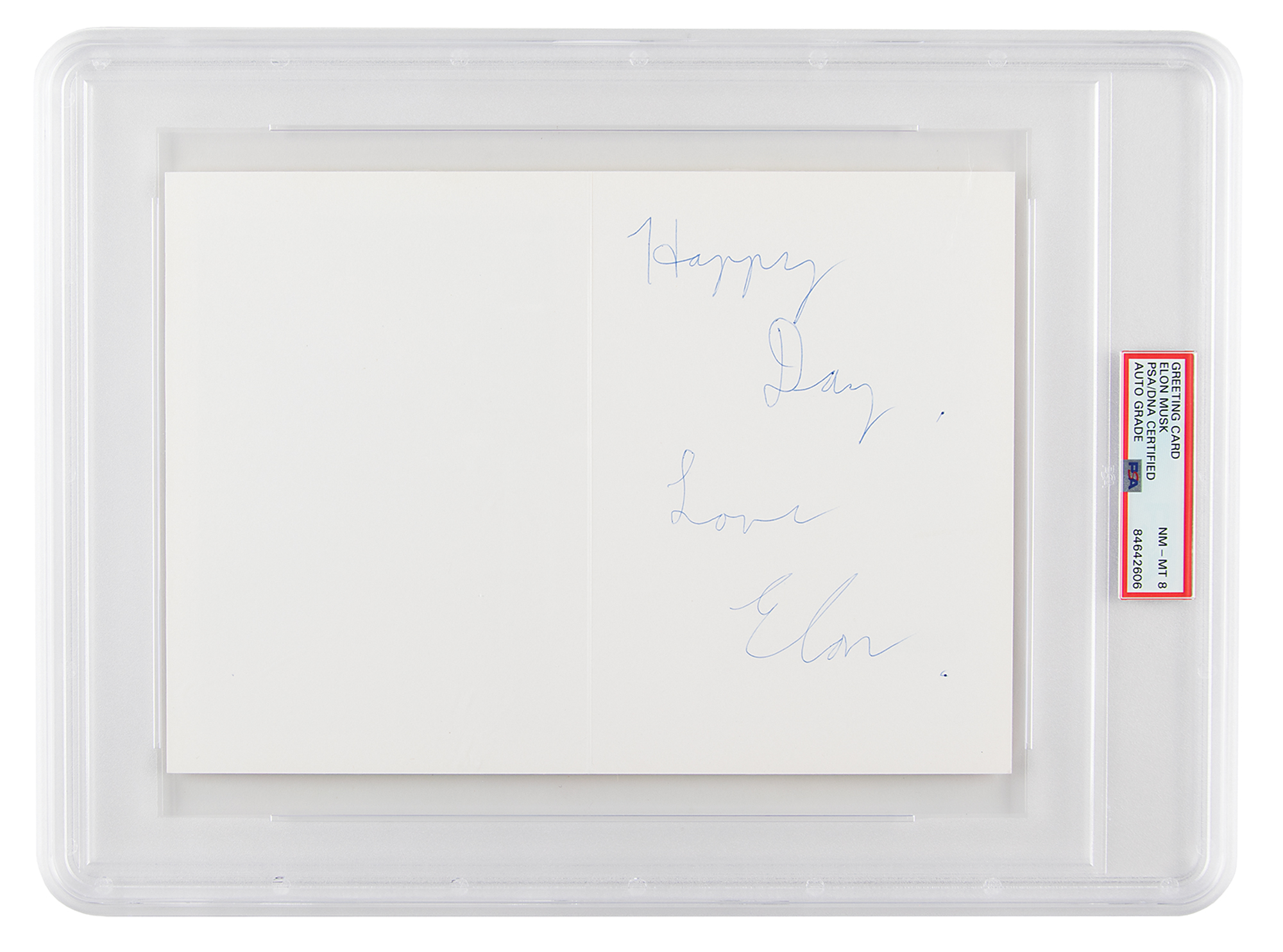 Lot #7074. Elon Musk Signed Greeting Card - PSA NM - MT 8