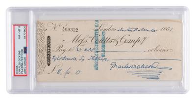 Lot #7214. Charles Dickens Signed Check - PSA NM-MT 8