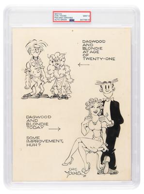 Lot #7210 Chic Young Signed Sketch of Dagwood and