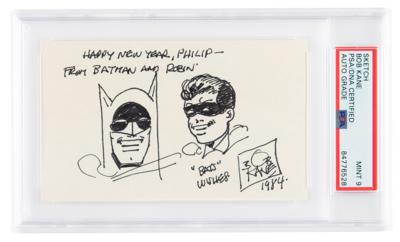 Lot #7188 Bob Kane Signed Sketch - PSA MINT 9