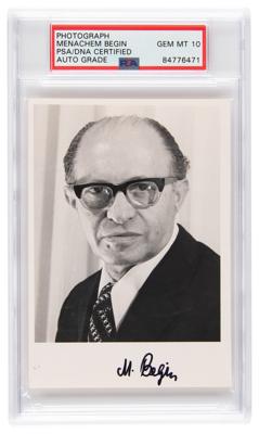 Lot #7084 Menachem Begin Signed Photograph - PSA