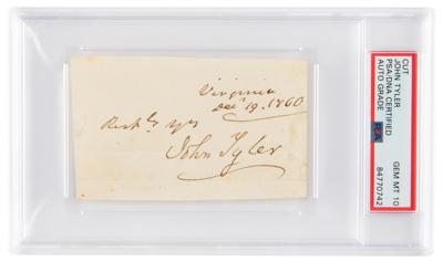 Lot #7015 John Tyler Signature - PSA GEM MT 10
