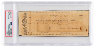 Lot #7008 James Madison Check Signed as President