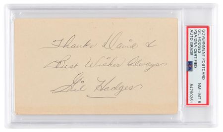 Lot #7486 Gil Hodges Signature - PSA NM-MT 8