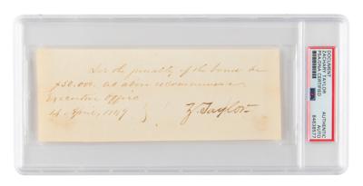 Lot #7020 Zachary Taylor Document Signed as