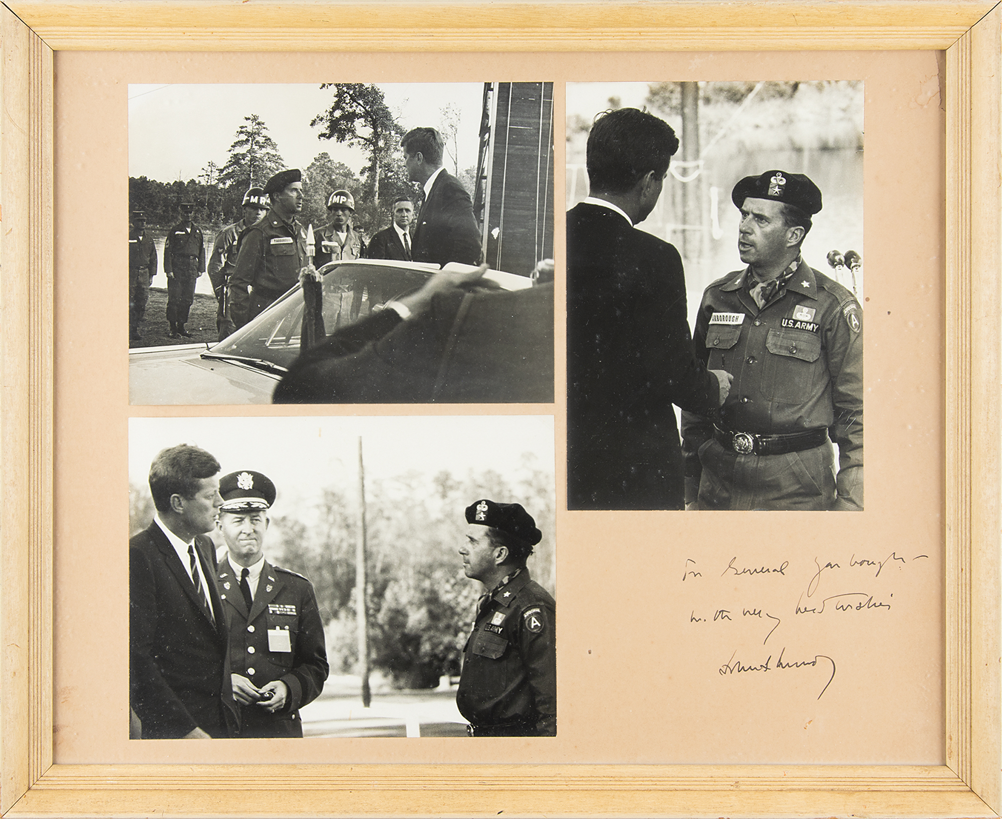 Lot 2213 JFK Signed Photograph Display with Original Signing Pen