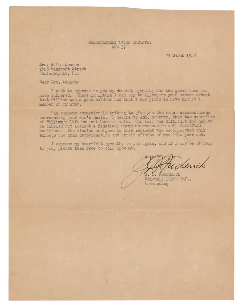 Douglas MacArthur Typed and Signed Letter of Condolence | RR