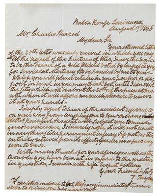 Lot #2005 Zachary Taylor Autograph Letter Signed on Congressional Gold Medal - Image 1