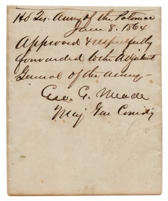 Lot #2057 George G. Meade Endorsement Signed - Image 1