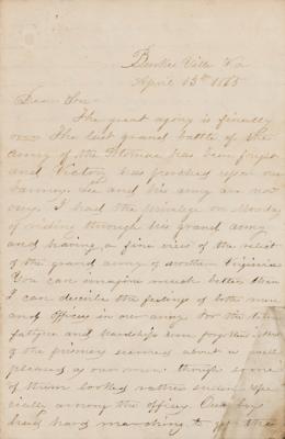 Lot #2083 Lee Surrender: Union Soldier's Letter on Appomattox - Image 1