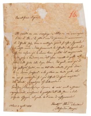 Lot #350 Alessandro Manzoni Rare Autograph Letter