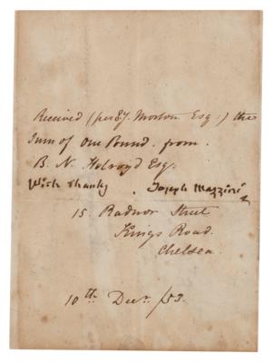 Lot #111 Giuseppe Mazzini Document Signed