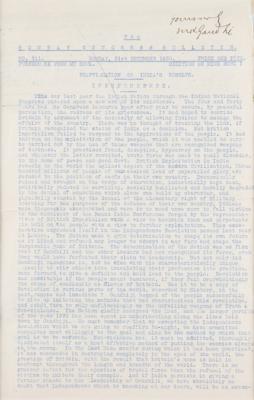 Lot #129 Mohandas Gandhi Signed 'Bombay Congress Bulletin' (1930): 