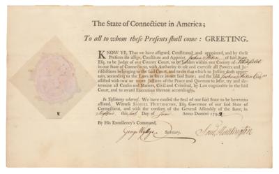 Lot #185 Samuel Huntington Document Signed