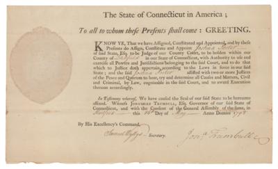 Lot #234 Jonathan Trumbull, Jr. Document Signed