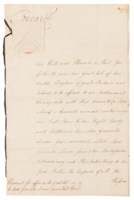 Lot #196 King George III Document Signed on a
