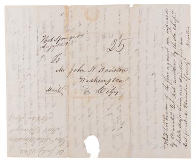 Lot #155 Sam Houston Autograph Letter Signed to Brother on His Arrival in Texas: 