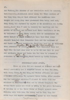 Lot #112 Sun Yat-sen Hand-Annotated Typed Manuscript: 