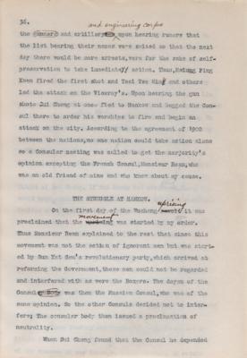 Lot #112 Sun Yat-sen Hand-Annotated Typed Manuscript: 