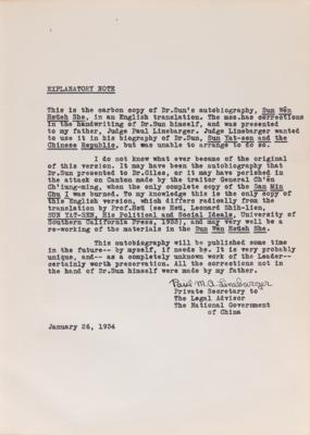 Lot #112 Sun Yat-sen Hand-Annotated Typed Manuscript: 