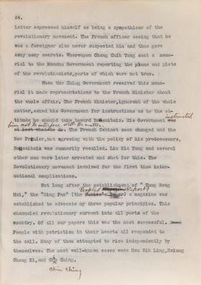 Lot #112 Sun Yat-sen Hand-Annotated Typed Manuscript: 