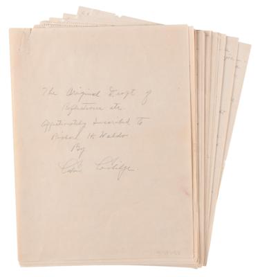 Lot #24 Calvin Coolidge Autograph Manuscript Signed for 
