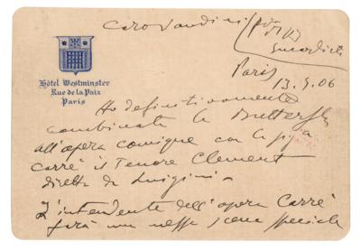 Lot #406 Giacomo Puccini Autograph Letter Signed on Madame Butterfly: 