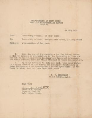 Lot #277 End of WWI: Pershing's General Orders, Third Army Motorcycle License, and Ephemera Group Lot - Image 2