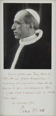 Lot #221 Pope Pius XII Signed Apostolic Blessing